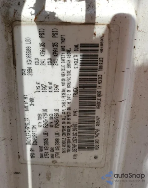 2001 Dodge Ram 1500 from USA, damaged, VIN 3B7HF13Z41G190061